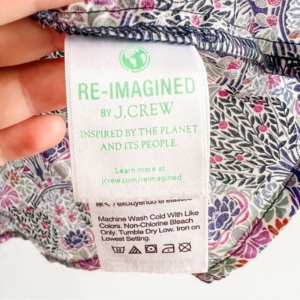 J Crew Smocked Sqareneck Organic Cotton Top Liberty Club Nouveau Purple Floral S